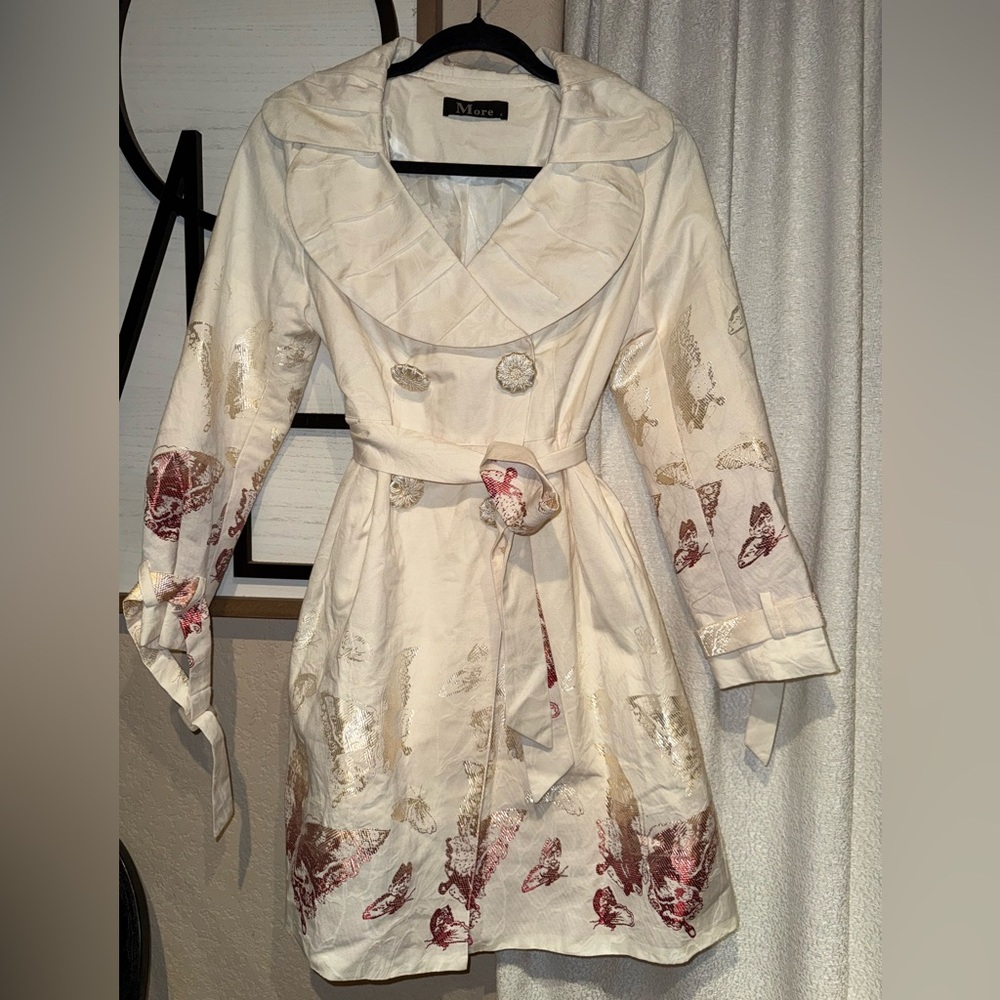 Zimmermann Cream Floral Jacquard Long Sleeve Trench Dress